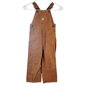 Carhartt Kids Brown Cotton Canvas Overalls Unisex 4T EUC